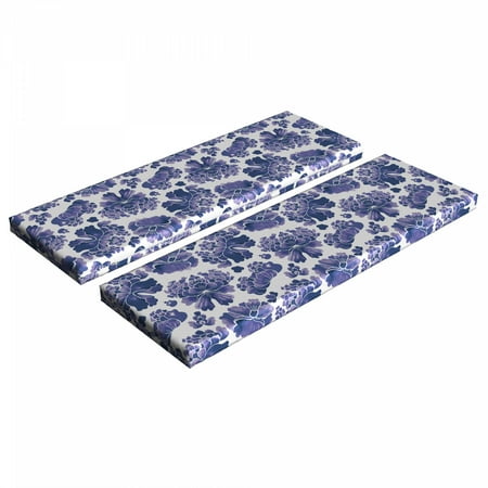 

Traditional Bench Cushion Set of 2 Watercolor Chinese Lotus Purple Mallow Flowers Pattern Standard Size Foam Pad and Decorative Cover Lilac Purple White by Ambesonne