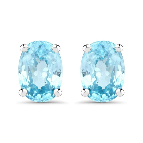 Genuine Blue Zircon Sterling Silver Earrings
