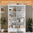 thumbnail image 3 of YouTrend 69" Tall Kitchen Pantry,Farmhouse Storage Cabinet with 2 Barn Doors 4 Adjustable Shelves and Large Drawer for Dining Room,Living Room,Bathroom,White, 3 of 10