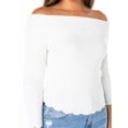 thumbnail image 6 of Celebrity Pink Women's Off Shoulder Scalloped Edge Sweater, Sizes XS-XXXL, 6 of 6
