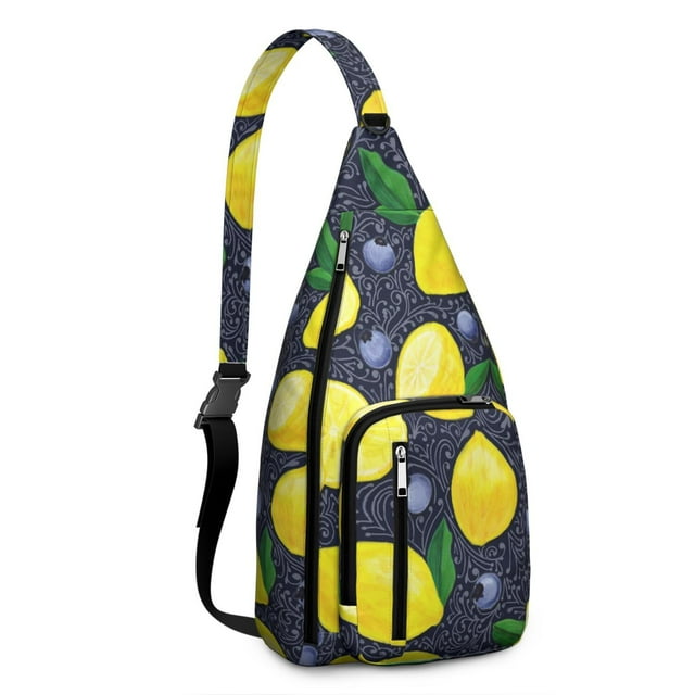 Sunny Lemons Sling Backpack - Cheerful Fruit Design Crossbody Shoulder Bag, Lightweight Hiking Pack