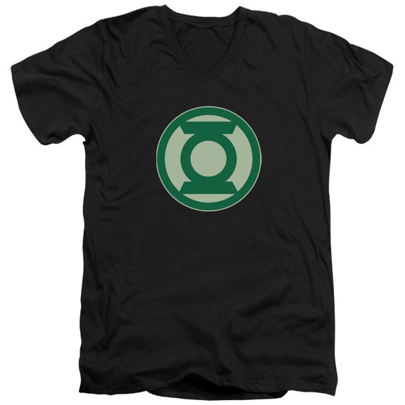 Green Lantern Green Symbol S/S Adult V-Neck T-Shirt Black