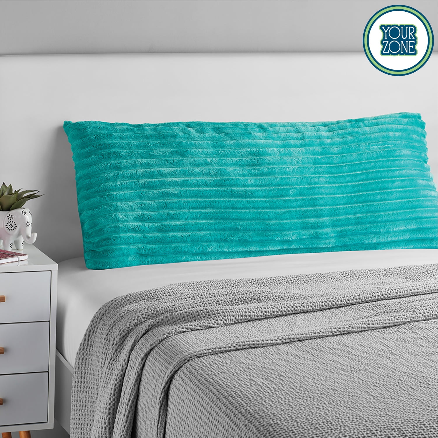 Your Zone Turquoise Cove Extra Wide Wale Plush Body Pillow, 19 in x 48 in