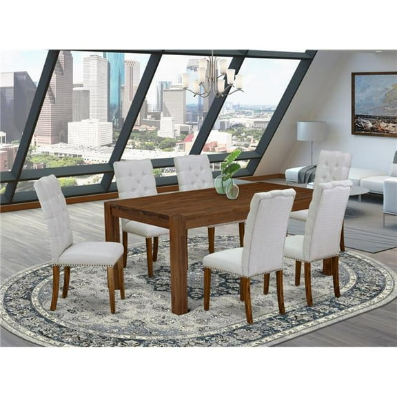 7 Piece Lismore Kitchen Dining Set - Sand Blasting Antique Walnut