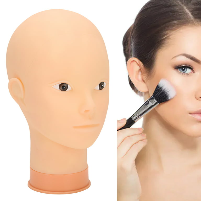 Bald Mannequin Head, 49cm Makeup/No Makeup Manikin Head for Makeup  Training, Wig Making, Hat Display(No Makeup)