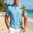 thumbnail image 2 of Mens Shirts Short Sleeve Button Down Beach Clothes for Men,Blue,2XL, 2 of 5