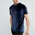 thumbnail image 4 of Mens Soft T-Shirt Short Sleeve Pack Round Neck Graphic Tees Shirt Novelty Undershirt Tee Tops Bulk Summer Beach Athletic Short Sleeve (Navy,L), 4 of 6