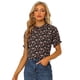 thumbnail image 1 of Blusas de mujer con volantes de manga corta floral con cuello simulado y volantes Negro Floral XL, 1 of 6