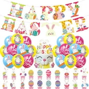 Easter Party Balloon Set Easter Happy Banner, Easter Egg Bunny Balloon, Easter Cake Tag,Easter Party Supplies