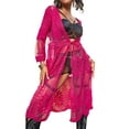 thumbnail image 3 of VISgogo Mujeres Playa Malla Cubrir, Traje de baño Smock Floral Impreso Encaje Abierto Kimono Verano Ropa de Playa VISgogo moda, 3 of 6