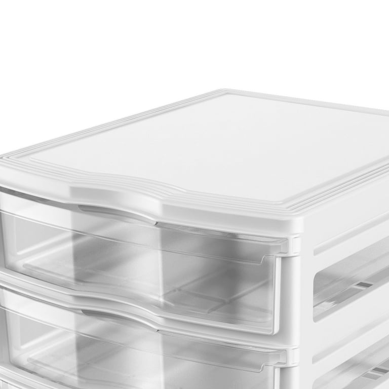 Hommp 3 Packs Small Plastic Stacking Storage Drawers, Stackable Plastic  Storage Drawer Set
