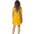 thumbnail image 3 of Tejiojio Summer Dresses for Women Women Fashion Solid Color V-Neck Short Sleeve Casual Swing Loose Dress, 3 of 6