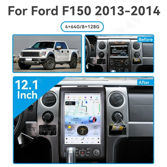ZWNAV 12.1 inch Android 13 Car Radio for Ford F150 2013-2014 Stereo Replacement Tesla Style Multimedia Player Head Unit IPS Screen GPS Navigation