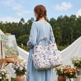 thumbnail image 2 of Gocvo Corduroy Tote Bag, Large Tote Bags for Women, Crossbody Shoulder Handbags for Work Travel（Blue Watercolor）, 2 of 8