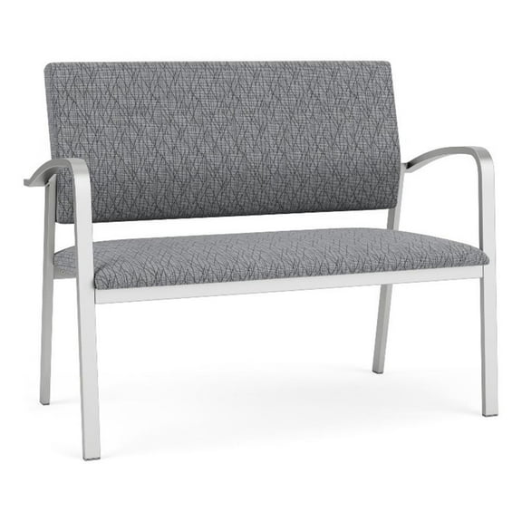 Newport Reception Waiting Room 2-Seat Tandem Seating / Silver Steel / Gray