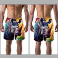 thumbnail image 3 of luoweisi Men's Beach Shorts Quick Dry Swim Trunks with Mesh Lining Abstract Rhinoceros S, 3 of 5