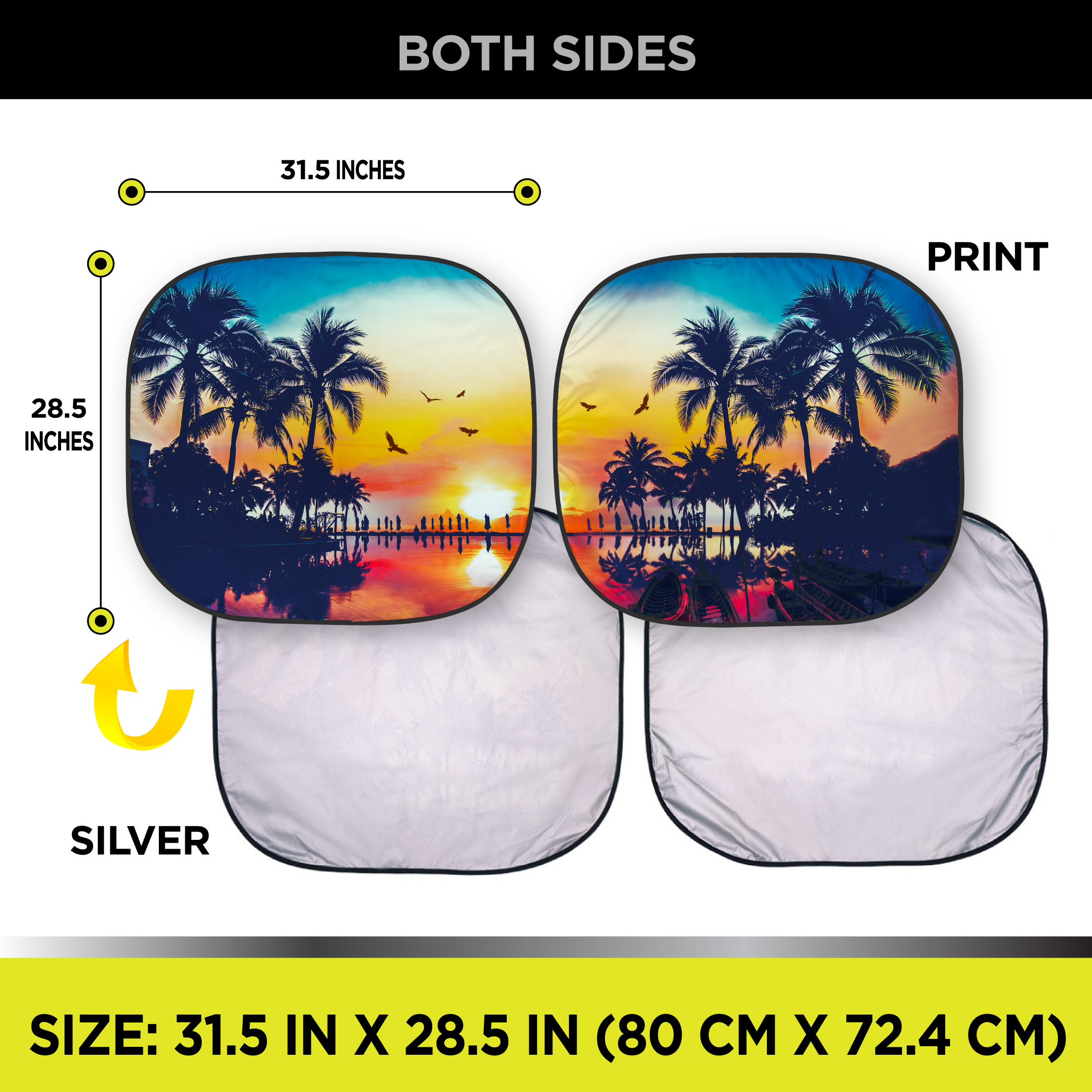 Auto Drive Sunset Palm Tree Twist Sunshade, 2-Pack photo 3