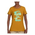 thumbnail image 2 of Wild Bobby, Faith Over Fear, Inspirational/Christian, Women Graphic Tee, Gold, X-Large, 2 of 4