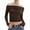 Coffee, variant on Women Off Shoulder Crop Tops Long Sleeve Solid Color Slim Fit Ruched T-Shirts Dressy Blouses