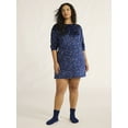 thumbnail image 3 of Joyspun Women's Velour Sleepshirt with Fuzzy Socks Set, 2-Piece, Sizes XS-3X, 3 of 6