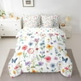 thumbnail image 2 of Homewish Multicolor Flower Butterfly 7 Pieces Bedding Comforter Set,Rustic Botanical Full Bedding Set,White Green Blue Fitted Sheet Flat Sheet For Girl Kids,Microfiber Bedroom Decor Reversible, 2 of 8