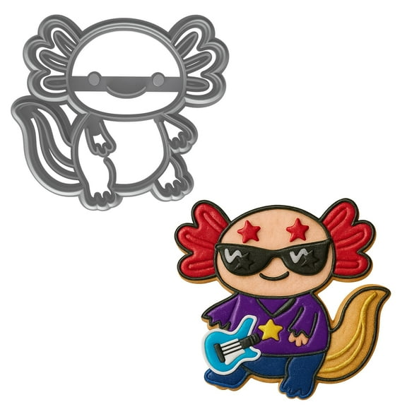Kawaii Axolotl Cookie Cutter & Stamp 4x3.58" for Baking Fondant Clay Embosser