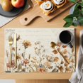 thumbnail image 2 of Vintage Floral Placemats Set of 4 Spring Flowers Eucalyptus Leaves Retro Place Mats Indoor Wipeable Table Mats Washable Cloth Dining Table Placemats for Kitchen Holiday Party Home Decor 13x19 Inch, 2 of 9