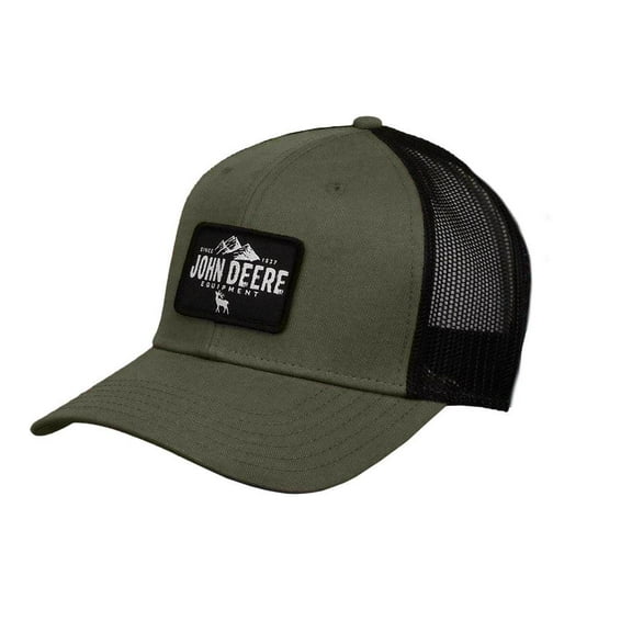 John Deere Men's Twill & Mesh Adjustable Suede Logo Hat (Olive/Black) - LP73371