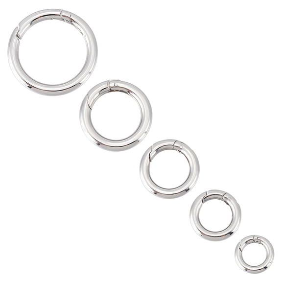 5Pcs 5 Sizes 316 Stainless Steel Spring Gate Rings Round Metal Springring Trigger Clasp Fasteners for Jewelry Making for making