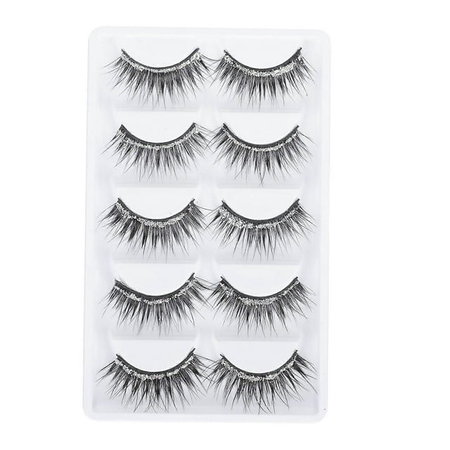 5 Pairs Natural Black Decorative False Eyelashes Chic Eye Makeup Accessories