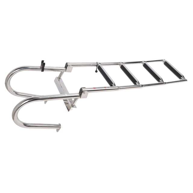 Boat 4 Step Boat Pontoon Ladder 316 Stainless Steel Anti Slip Folding Telescoping Deck Ladder with Pedal Hand Railing for Swimming Pool Marine