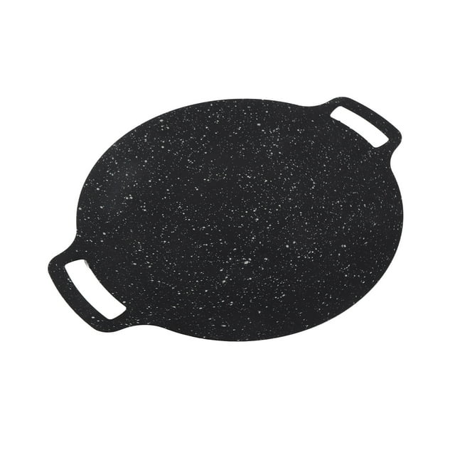 Griddles Cookware BBQ Grill Pan,Round BBQ Griddler Korean Non Stick Circular Griddle Pan Korean BBQ Plate with Double Handle Multifunctional Korean BBQ Grill Pan for Home Cooking