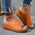 thumbnail image 2 of Orthopedic Wedge Sandals for Women Splice Leather Fashion Platform Slides Casual Solid Color Slip on Walking Shoes Orange Size 7.5, 2 of 5
