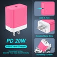 thumbnail image 4 of 2Pcs 20W PD Charger Block Fast Wall Charger with 6FT Type-C Cable, Power Adapter Compatible with iPhone 17/16/15 Pro Max, iPad Pro, Galaxy S26, Android Phone, Pink, 4 of 7