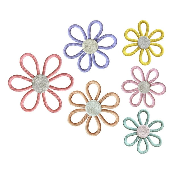 Decoración de pared de flores de margaritas tejidas, colgante artesanal, decoración de pared de flores hechas a mano, para dormitorio de boda,