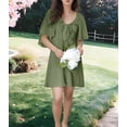 thumbnail image 4 of Robes pour Femmes Printemps Été Décolleté en V Profond Élégante Robe Courte à Nœud Vert Militaire L, 4 of 8