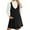 Black, variant on Corduroy Pinafore Dress for Women, A-Line V-Neck Sleeveless Overall with Pockets, Casual Relaxed Fit Denim-Style Jumper Dress