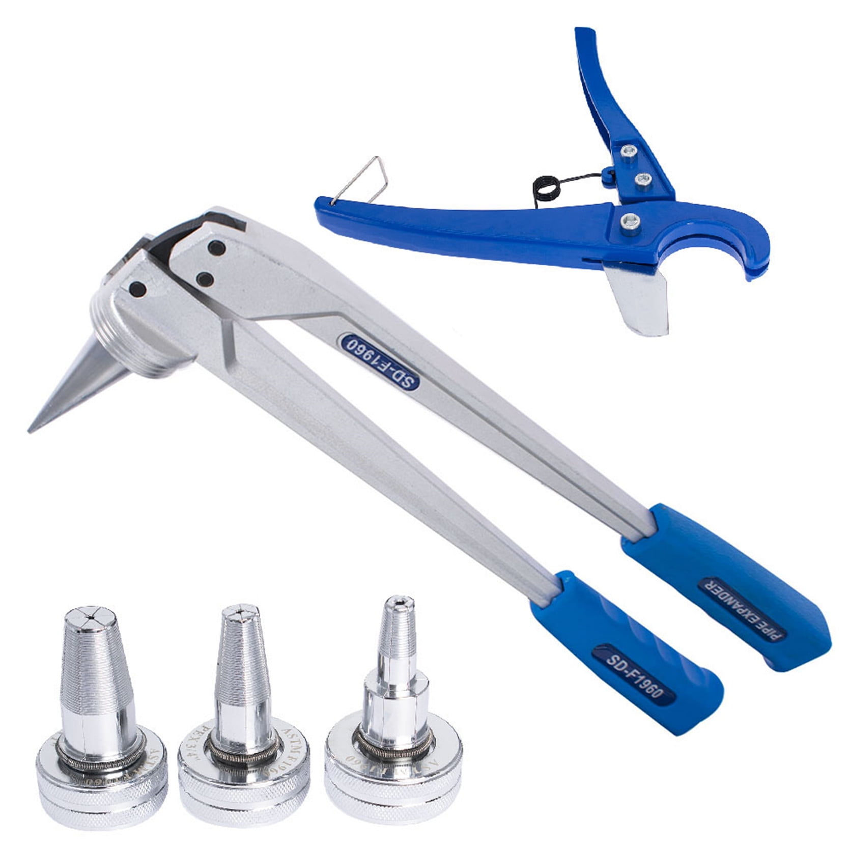 Handdo Manual Expander Tool Kit PEX Expansion Tool Kit with 1/2 Inch 3/4 Inch 1 Inch Expander Heads and Tube Cutting Plier Meets ASTM F1960 Standard