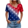 thumbnail image 1 of Tops de Algodón para Mujeres Cuello en V Casual de Manga Corta, Imitación Algodón Primavera Y Blusa de Verano, 1 of 5
