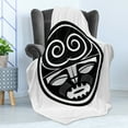 thumbnail image 4 of Ethnic Soft Flannel Fleece Throw Blanket, Maori Culture with Swirls and Whiskers Motifs from Indigenous Folklore, Cozy Plush for Indoor and Outdoor Use, 50" x 60", Black and White, by Ambesonne, 4 of 5