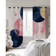 thumbnail image 3 of Navy Blue Pink Abstract Art Blackout Curtains, Light Blocking Print Window Curtains, Modern Luxury Geometric Thermal Insulated Window Drapes for Living Room Kitchen Cafe 2 Panels, 84"W x 84"L, 3 of 9