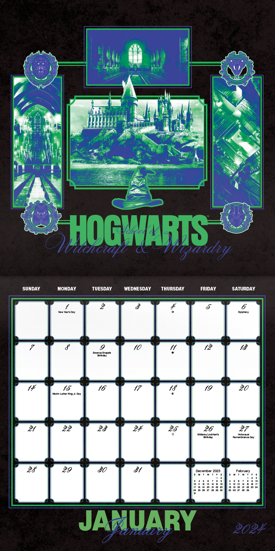 Trends International 2024 Harry Potter 2024 Harry Potter Wall Calendar & Magnetic Frame
