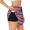 thumbnail image 3 of Lsque USA Colors Stripes Printed Women's Running Shorts with Liner Pockets,Elastic Quick Dry Workout Athletic Gym Yoga Shorts,Womens High Waist Shorts-, 3 of 9
