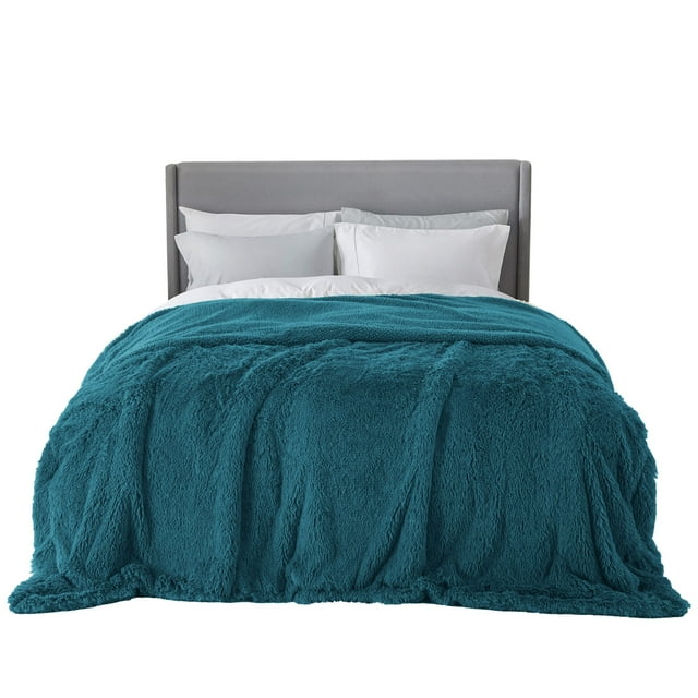 Manta Bedsure tamaño king, forro polar sherpa, color turquesa, color verde azulado, 274 x 229 cm