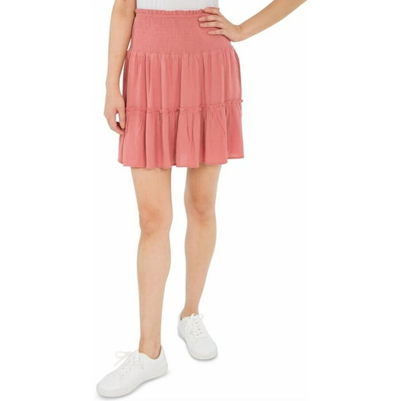 Hippie Rose Juniors' Floral-Print Pull-On High-Waist Mini Skirts Pink M, $39 NWT