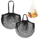 thumbnail image 1 of Uxcell 2-Pack Bolsa de Malla de Algodón, Bolsas de Compras Reutilizables Lavables [Negro, Asa Larga y Corta], 1 of 1