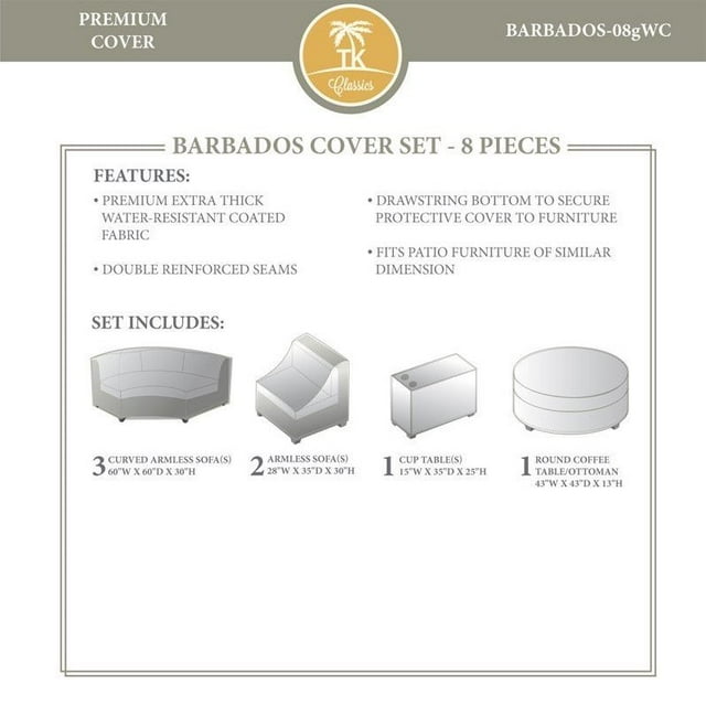 TKC Barbados 8 Piece All Weather Cover Set in Beige