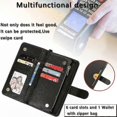 thumbnail image 3 of Magnetic Wallet Leather Case with Zipper Pocket and Card Holder for Galaxy M32 4G Hand Strap Protective Cover, 3 of 5
