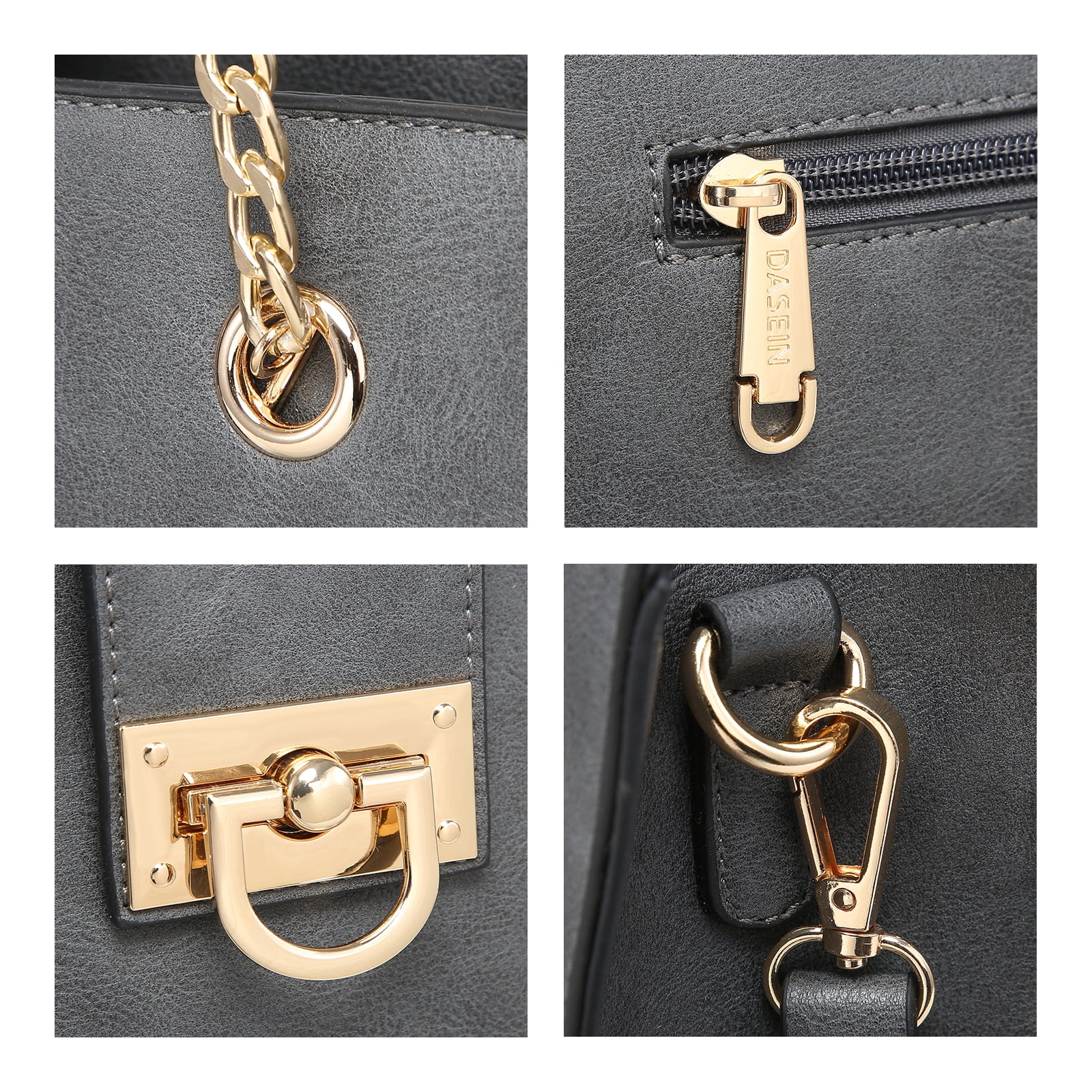 Dasein Hobo Handbag Vegan Leather Tote Chain Shoulder Purse for Women Satchel Bag With Matching Clutch