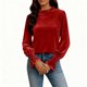 thumbnail image 5 of Karight Velvet Tops for Women Casual Ruffle Neck Shirts Dressy Long Puff Sleeve Business Velvet Tops Retro Tunic Top, 5 of 5